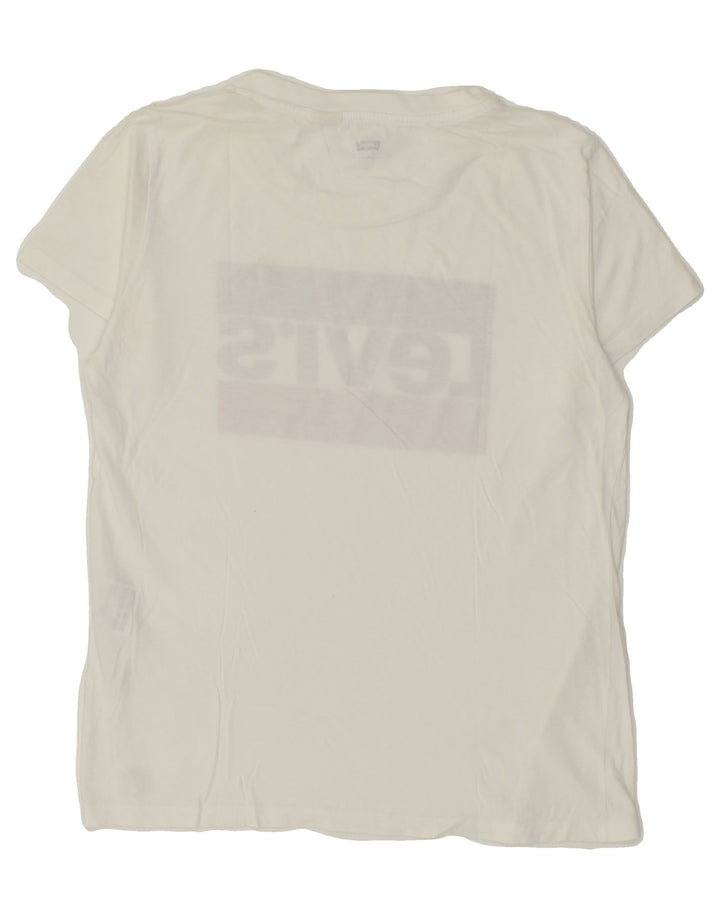LEVI'S Womens Graphic T-Shirt Top UK 14 Medium White Vintage Levi's and Second-Hand Levi's from Messina Hembry 