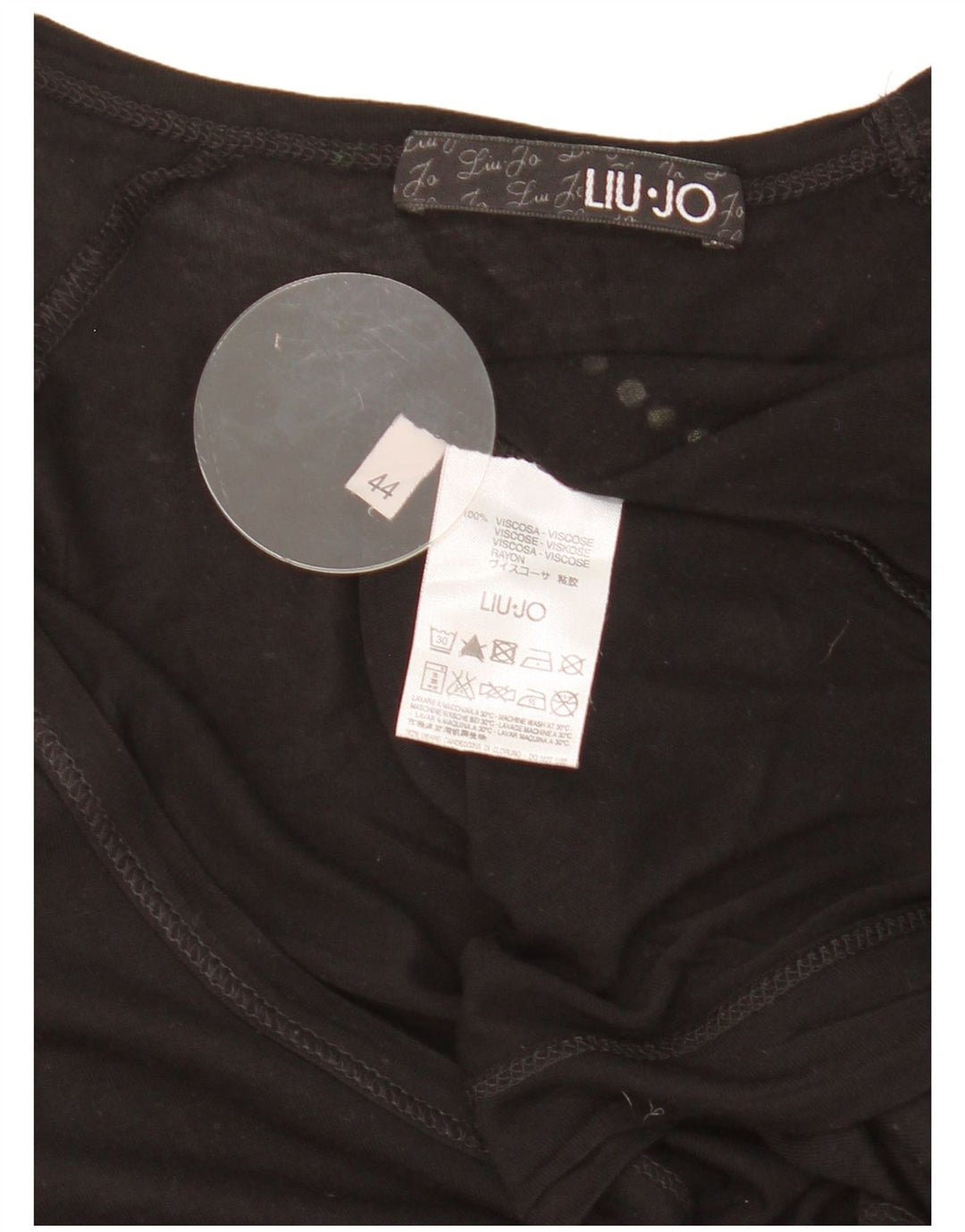 Liu Jo Femme Top Graphique Manches Longues IT 44 Medium Noir Viscose