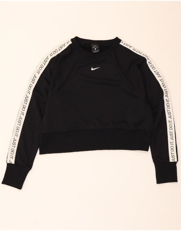 Nike Femme Crop Graphic Sweat-shirt surdimensionné UK 10 Petit Noir