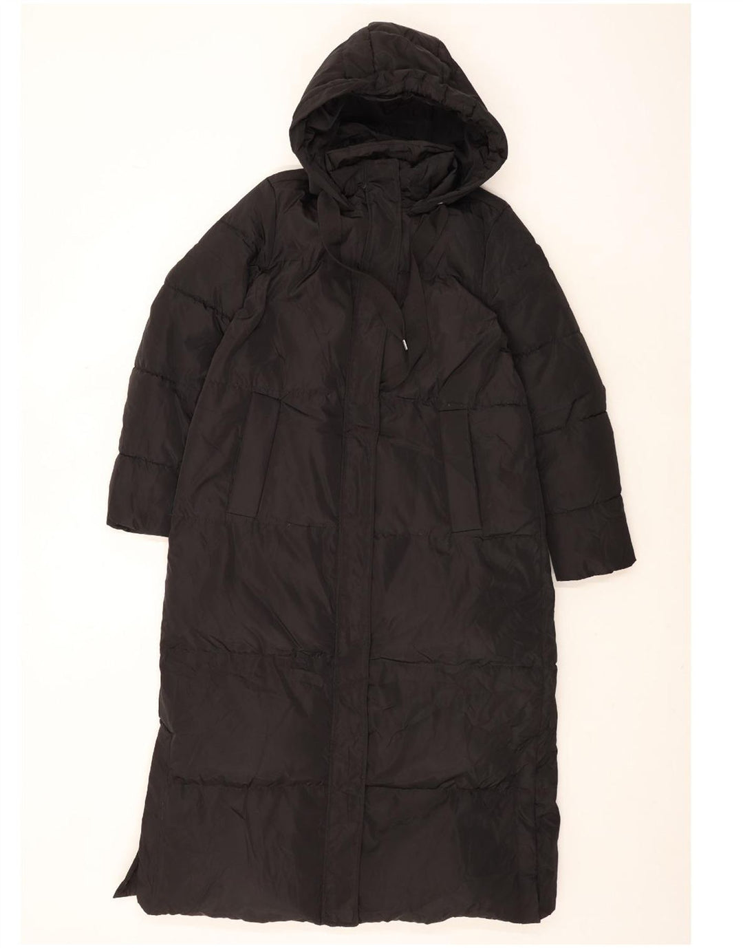 Zara Manteau matelassé surdimensionné à capuche pour femme UK 14 Polyester noir moyen