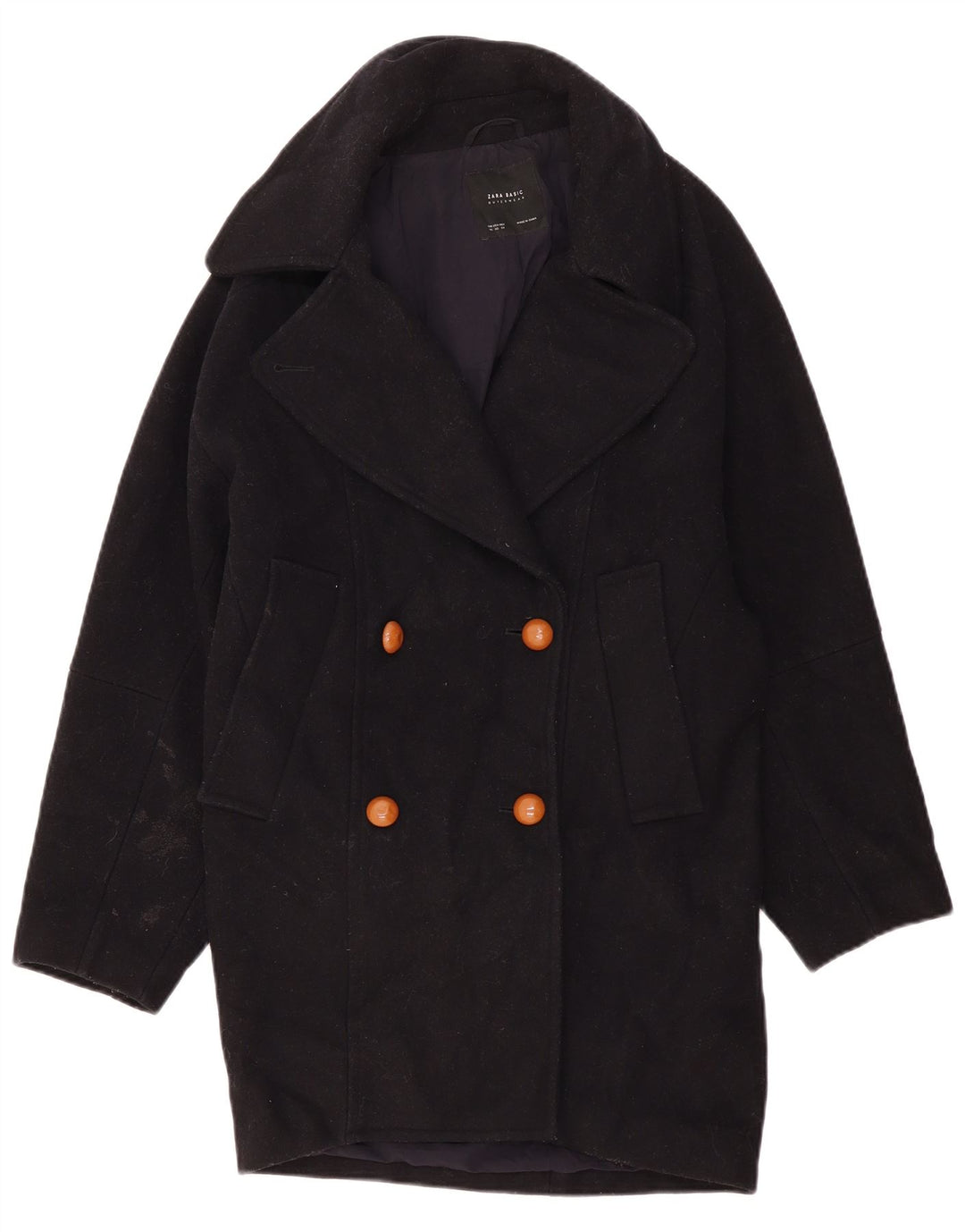 Zara Manteau surdimensionné à double boutonnage pour femme UK 6 XS Noir