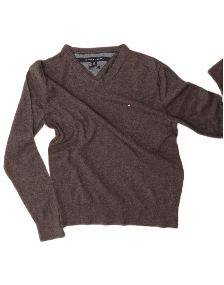 Tommy Hilfiger Pull col V Homme XS Gris Coton