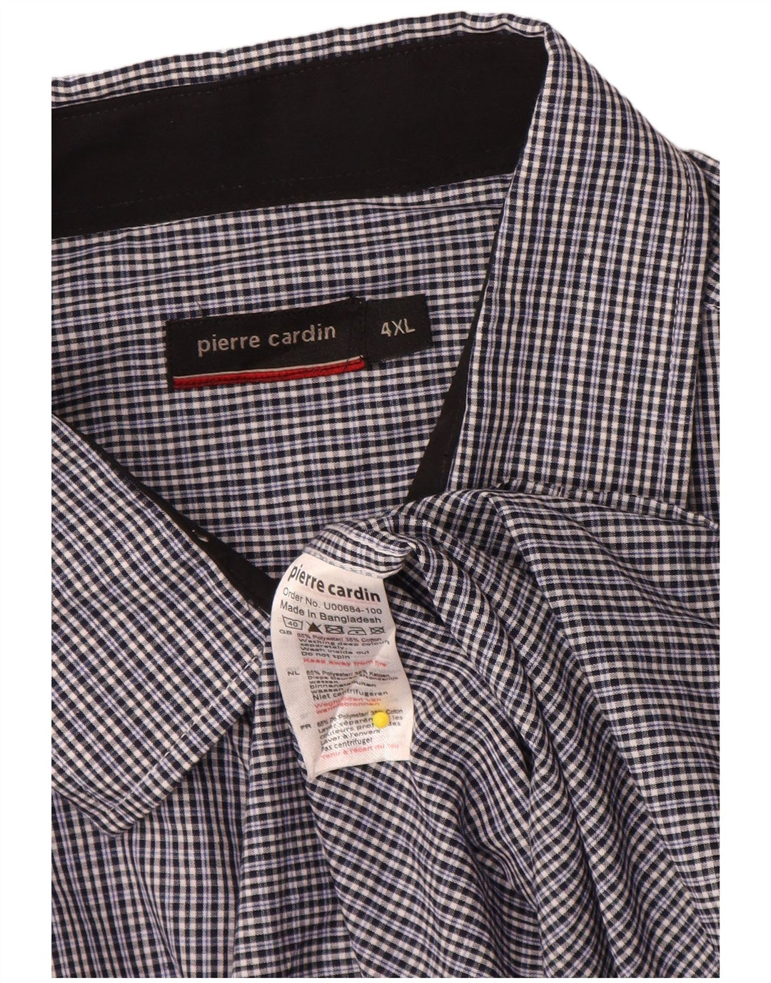PIERRE CARDIN Chemise Homme 4XL Bleu Marine Vichy Polyester