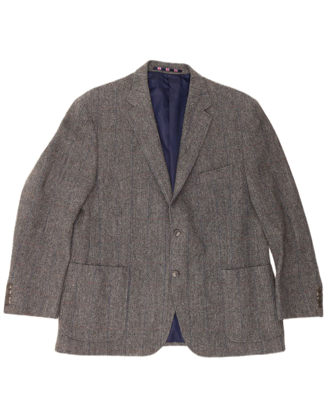 Marks & Spencer Veste blazer à 2 boutons pour homme UK 46 XL en laine à chevrons gris