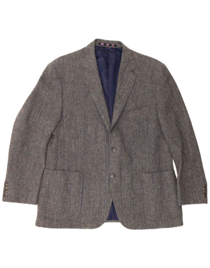 Marks & Spencer Veste blazer à 2 boutons pour homme UK 46 XL en laine à chevrons gris