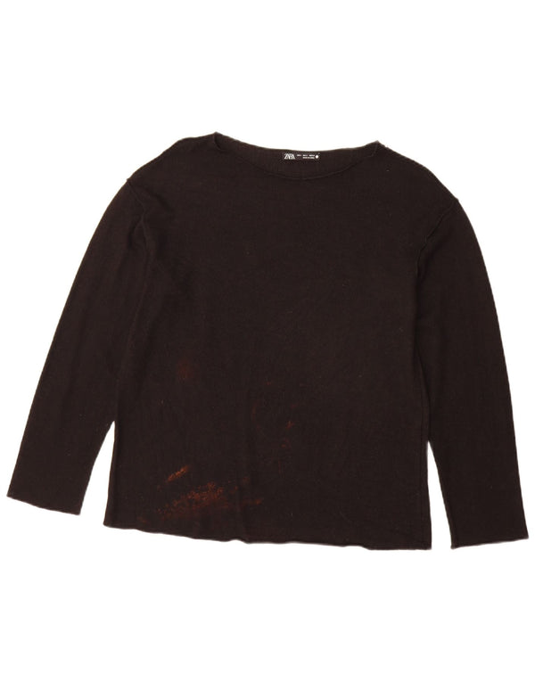 Zara Haut surdimensionné à manches longues pour femme UK 10 Small Noir