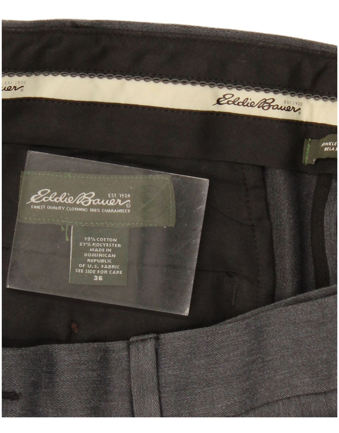 Eddie Bauer Pantalon Chino Pegged Homme W36 L31 Gris Classique