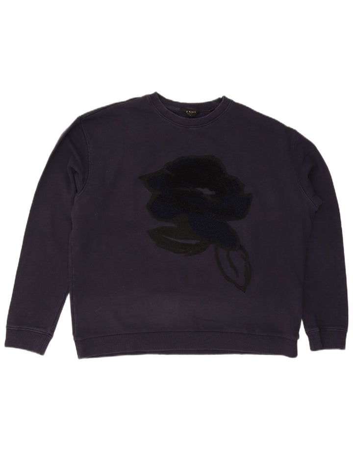 TED BAKER Sweat-shirt surdimensionné pour femme Taille 4 Grand Bleu Marine Floral