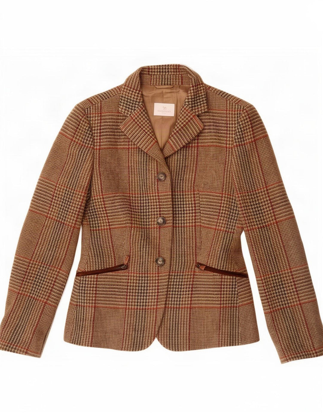 Norton Wilson Veste blazer à 3 boutons pour femme IT 44 Marron moyen à carreaux
