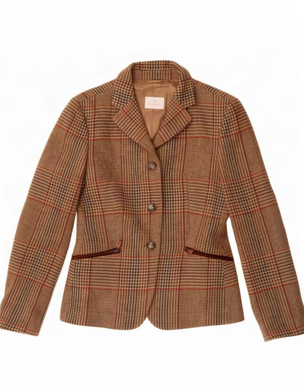 Norton Wilson Veste blazer à 3 boutons pour femme IT 44 Marron moyen à carreaux