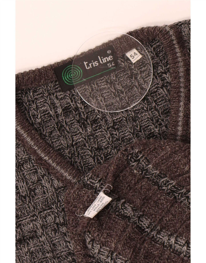 Tris Line Pull Col V Homme IT 54 XL Laine Rayée Gris