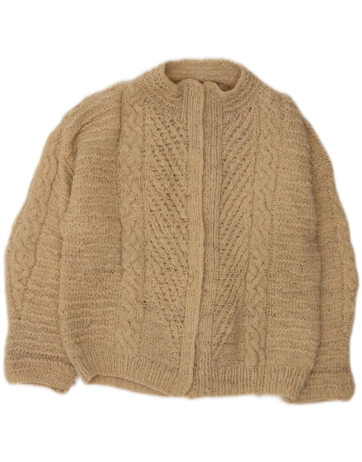 VINTAGE Pull Cardigan Ouvert Femme UK 18 XL Beige