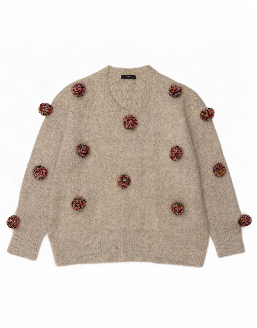 Zara Pull surdimensionné à col rond pour femme UK 10 Petit gris moucheté
