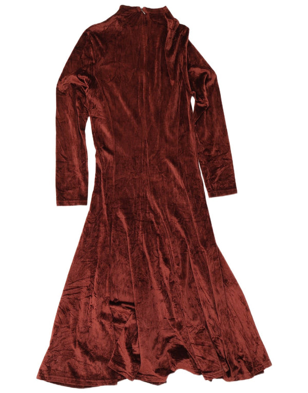 Sportmax Robe longue en velours à manches longues pour femme UK 44 Grande Viscose Bordeaux