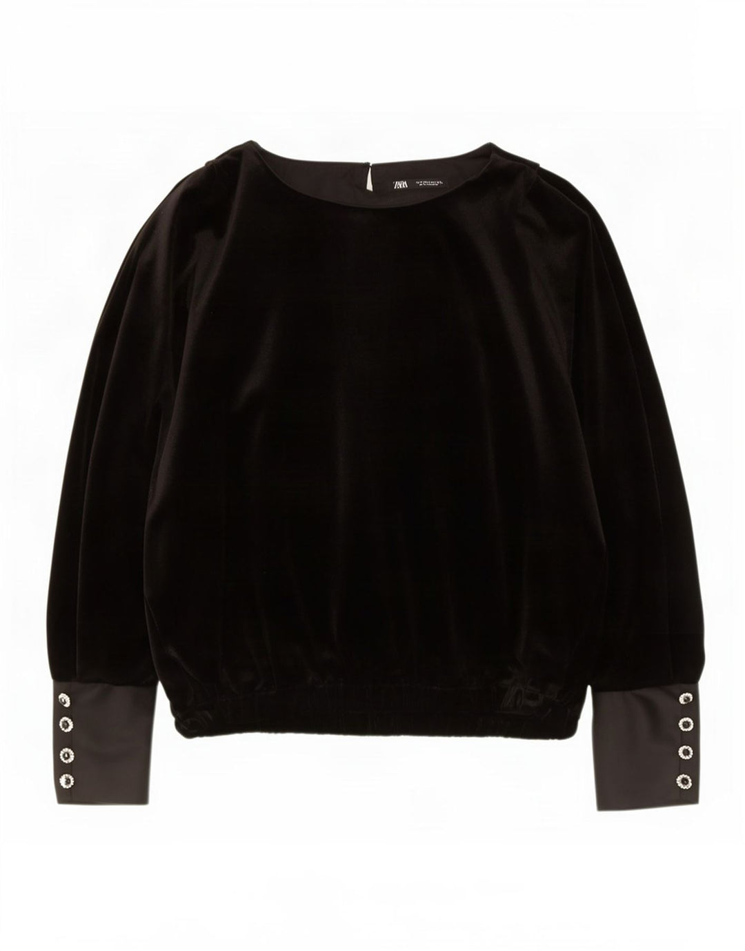 Zara Chemisier surdimensionné à manches longues en velours pour femme UK 14 Noir moyen