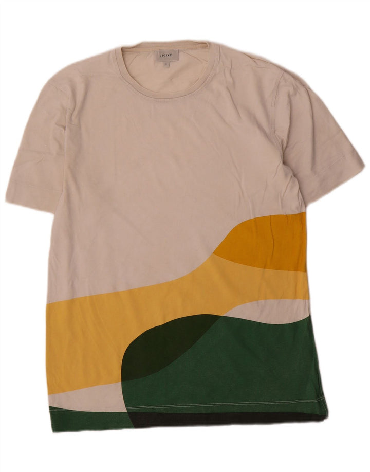 Jigsaw T-Shirt Homme Haut Petit Blanc Colorblock Coton