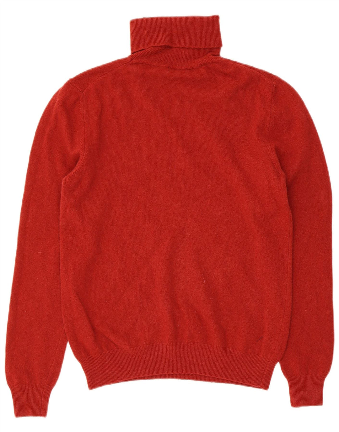 BENETTON Pull col roulé pour femme UK 14 Grande laine vierge rouge