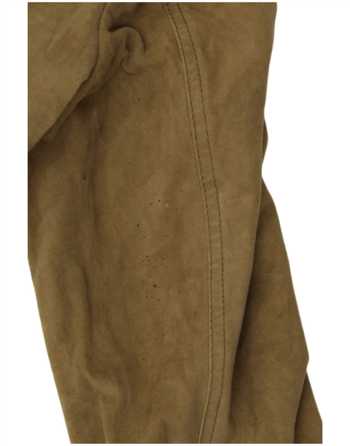 Aeronautica Militare Veste courte en daim pour femme IT 42 Cuir kaki moyen