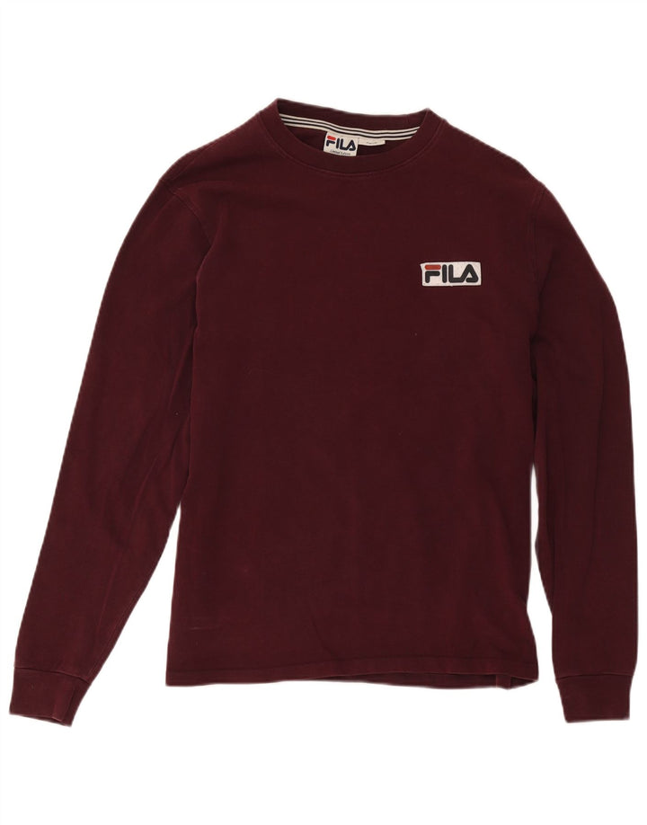 Fila Haut à manches longues pour hommes Petit coton bordeaux