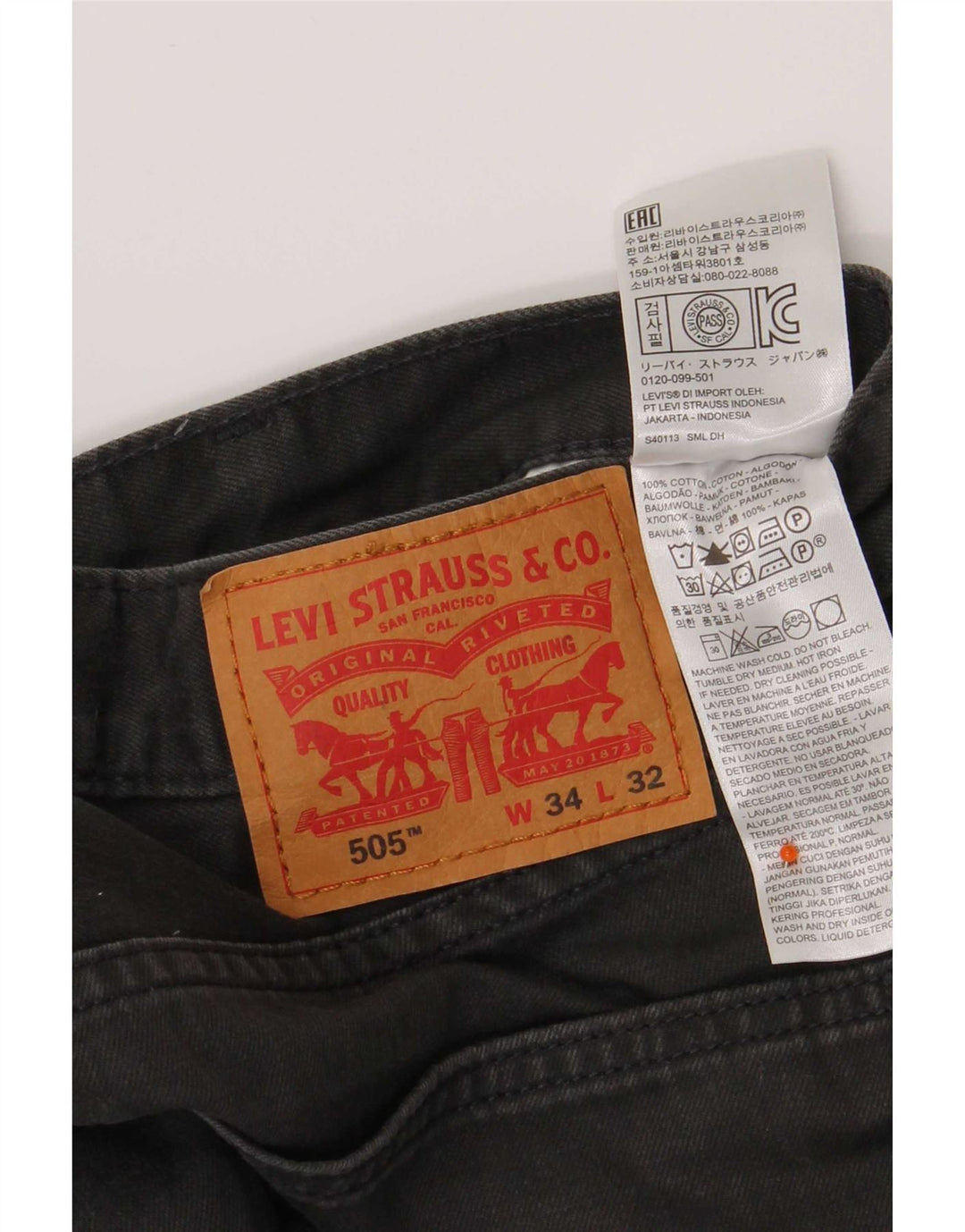 Levi's Jean Droit 505 Homme W34 L32 Gris Coton