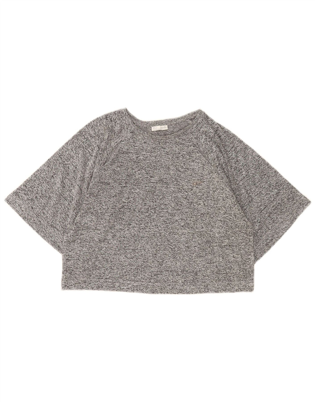 Zara Womens Crop T-Shirt Top UK 14 Gris Moyen Moucheté