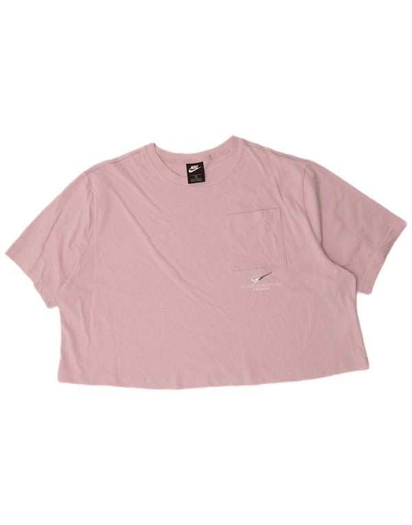 Nike T-shirt court surdimensionné avec Swoosh pour femme UK 22 3XL Rose coton