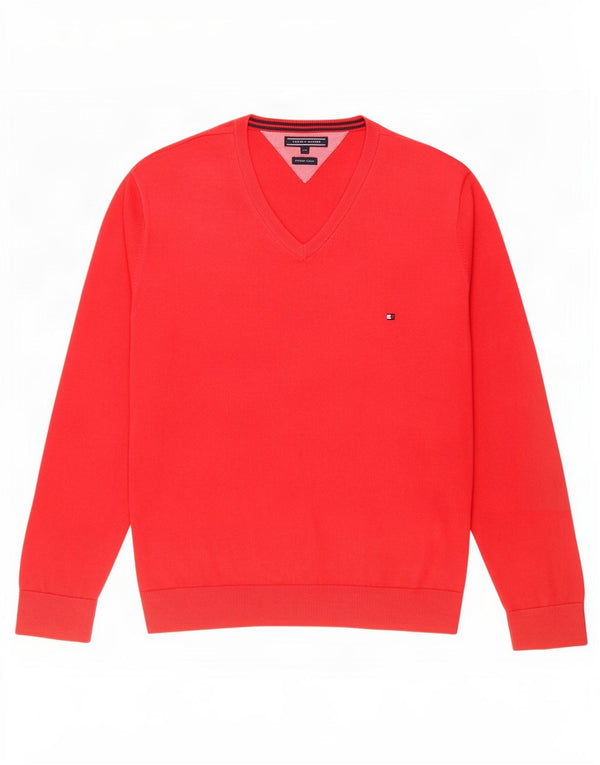 Tommy Hilfiger Pull col V pour femme UK 20 2XL Rouge