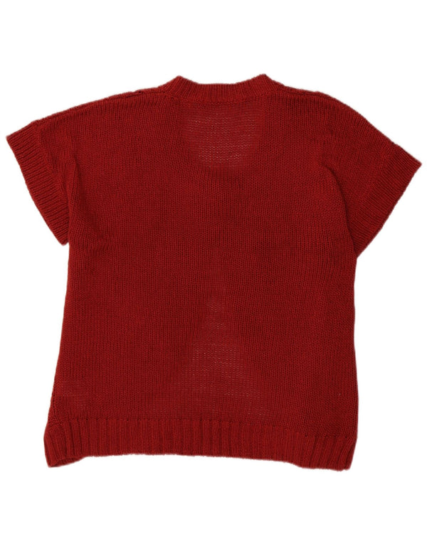 Marks & Spencer Pull cardigan à manches courtes pour femme UK 14 Large Rouge