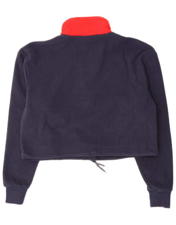 Ellesse Pull court en polaire à col zippé pour femme UK 4 XS Bleu marine Colourblock