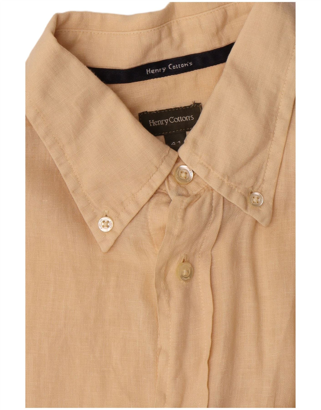 Henry Cottons Chemise à manches courtes pour homme Taille 41 Lin beige moyen