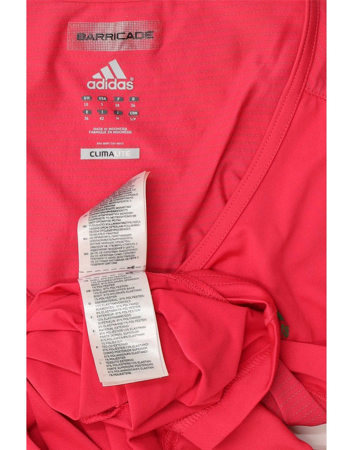 Adidas Climalite T-Shirt Top UK 10 Petit Rouge Polyester