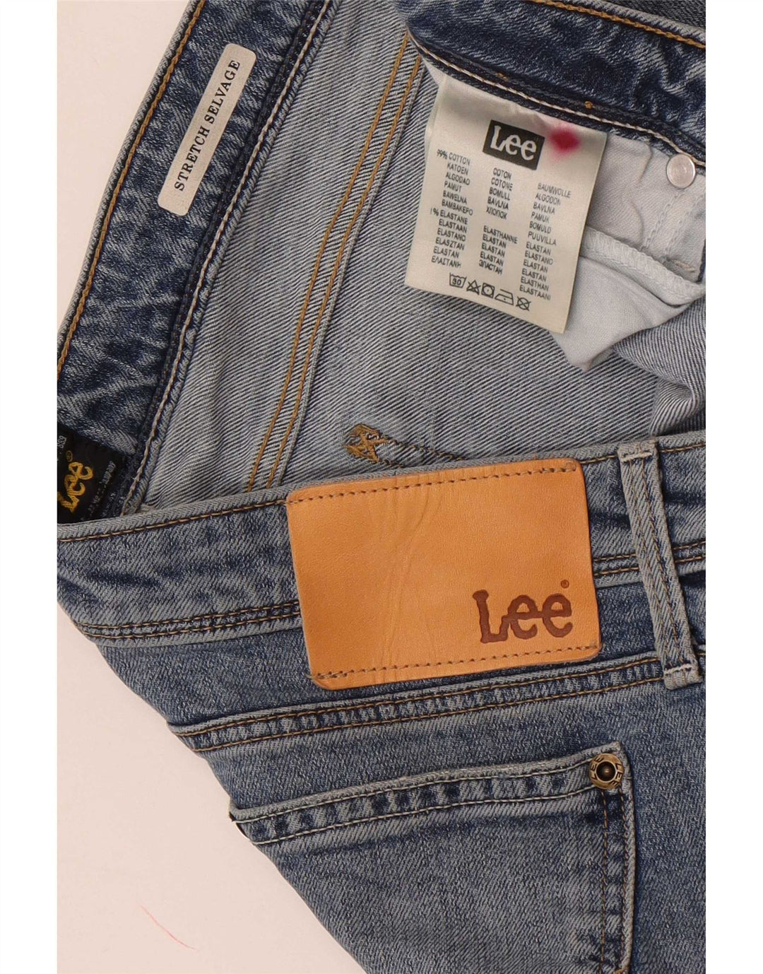 Lee Jean Slim Selvage Stretch Homme W29 L31 Bleu Coton