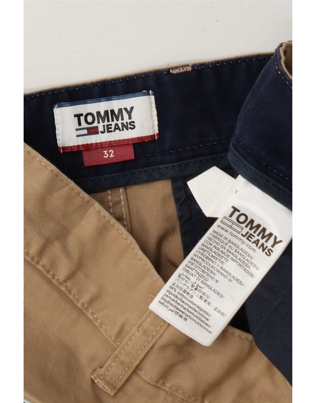 Tommy Hilfiger Short Chino Homme W32 Coton Beige Moyen