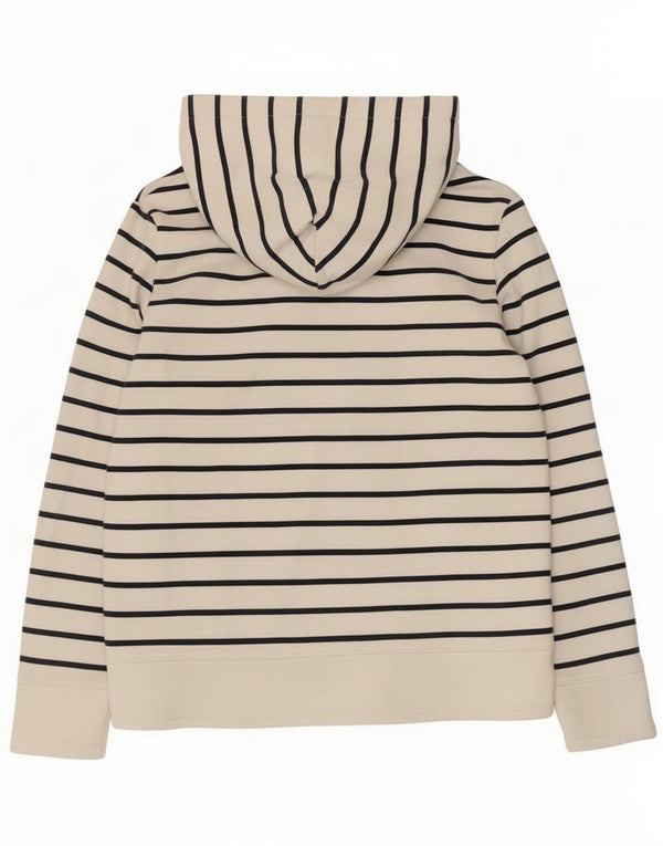 Nautica Pull à capuche surdimensionné pour femme UK 6 XS en coton rayé blanc