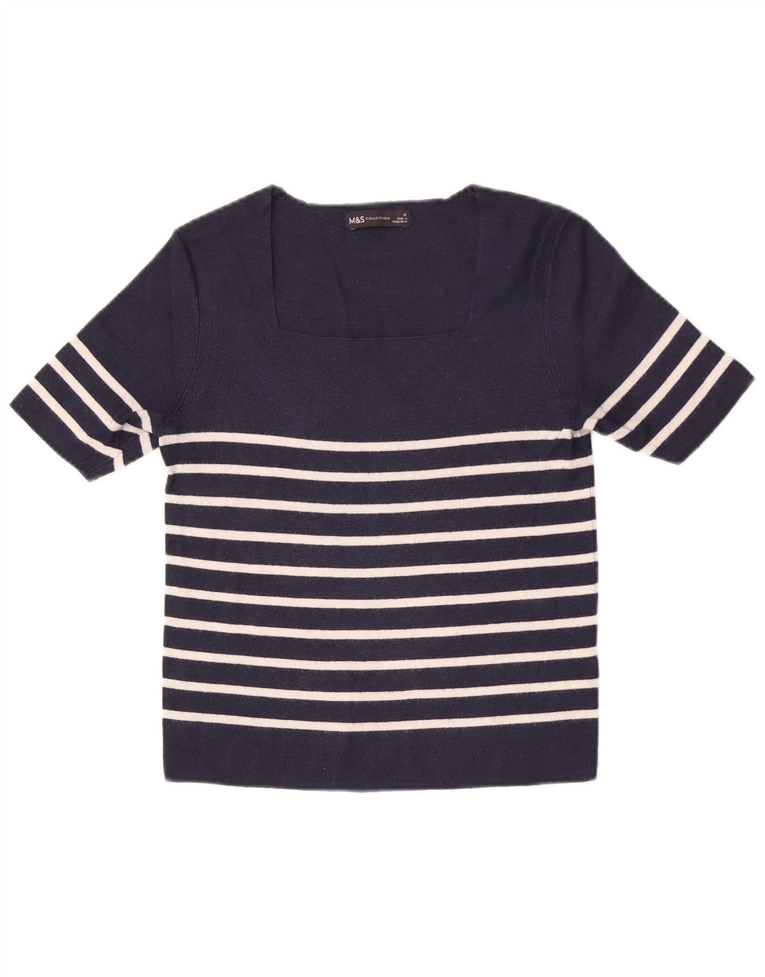 Marks & Spencer Haut court pour femme UK 12 Viscose rayé bleu marine moyen