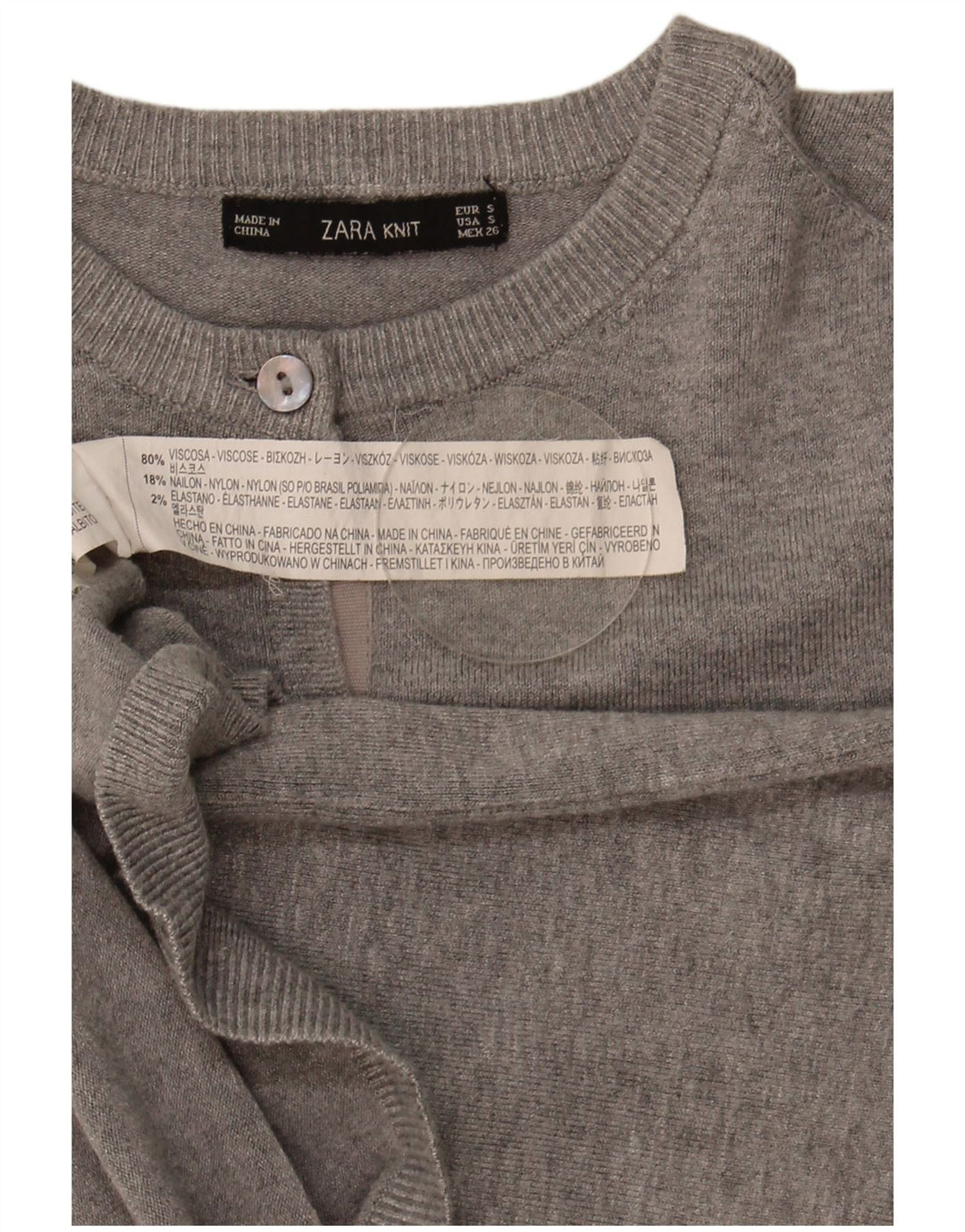Zara Cardigan Femme Pull UK 10 Petit Gris Viscose