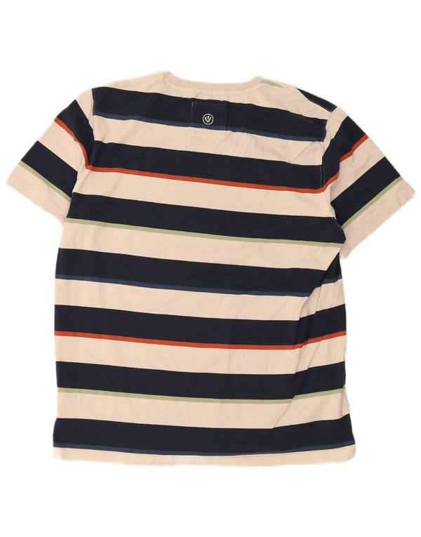 Fat Face T-Shirt Homme Top XL Bleu Marine Rayé Coton