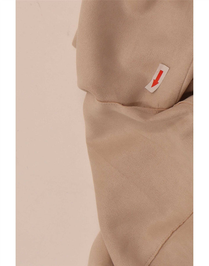 Zara Veste blazer ouverte à manches 3/4 pour femme UK 14 Beige moyen rayé
