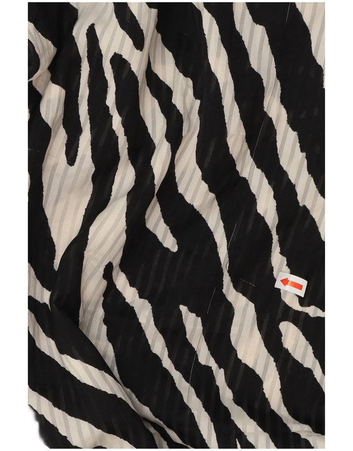 ZARA Robe portefeuille à manches longues pour femme UK 12 Noir moyen imprimé animal