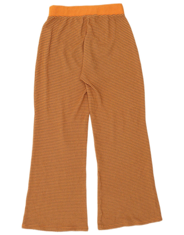 Zara Pantalon de survêtement évasé en tricot pour femme UK 12 Rayé orange moyen