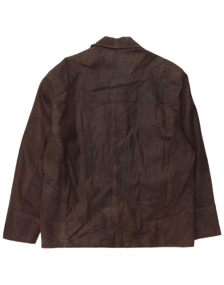 VINTAGE Veste en cuir homme UK 42 XL Cuir marron