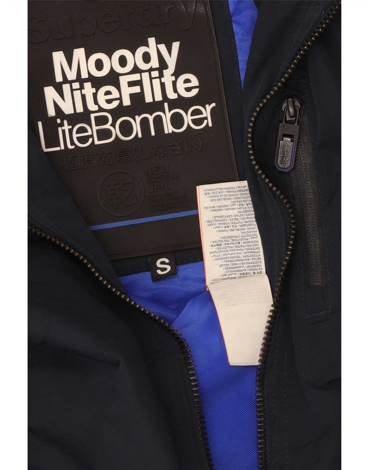 Superdry Veste Bomber Homme UK 36 Petit Bleu Marine Polyester