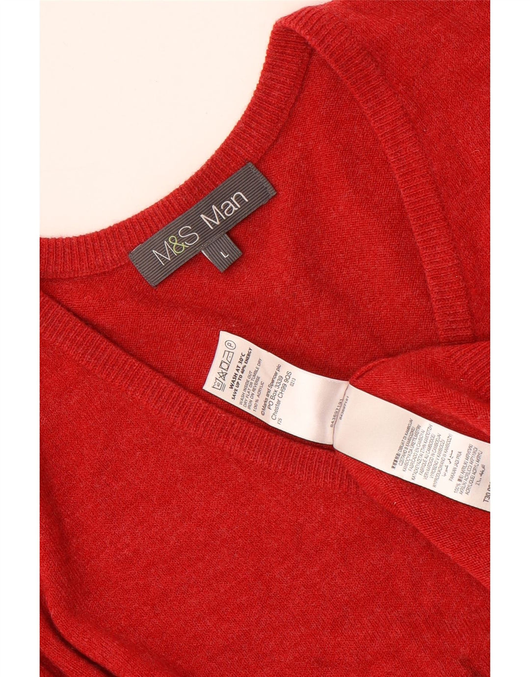Marks & Spencer Pull col V pour homme en acrylique rouge Taille L