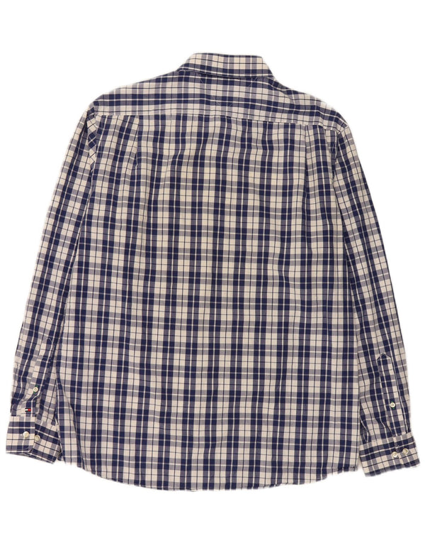 Tommy Hilfiger Chemise slim fit pour homme Taille 16 1/2 Grand coton à carreaux bleu marine