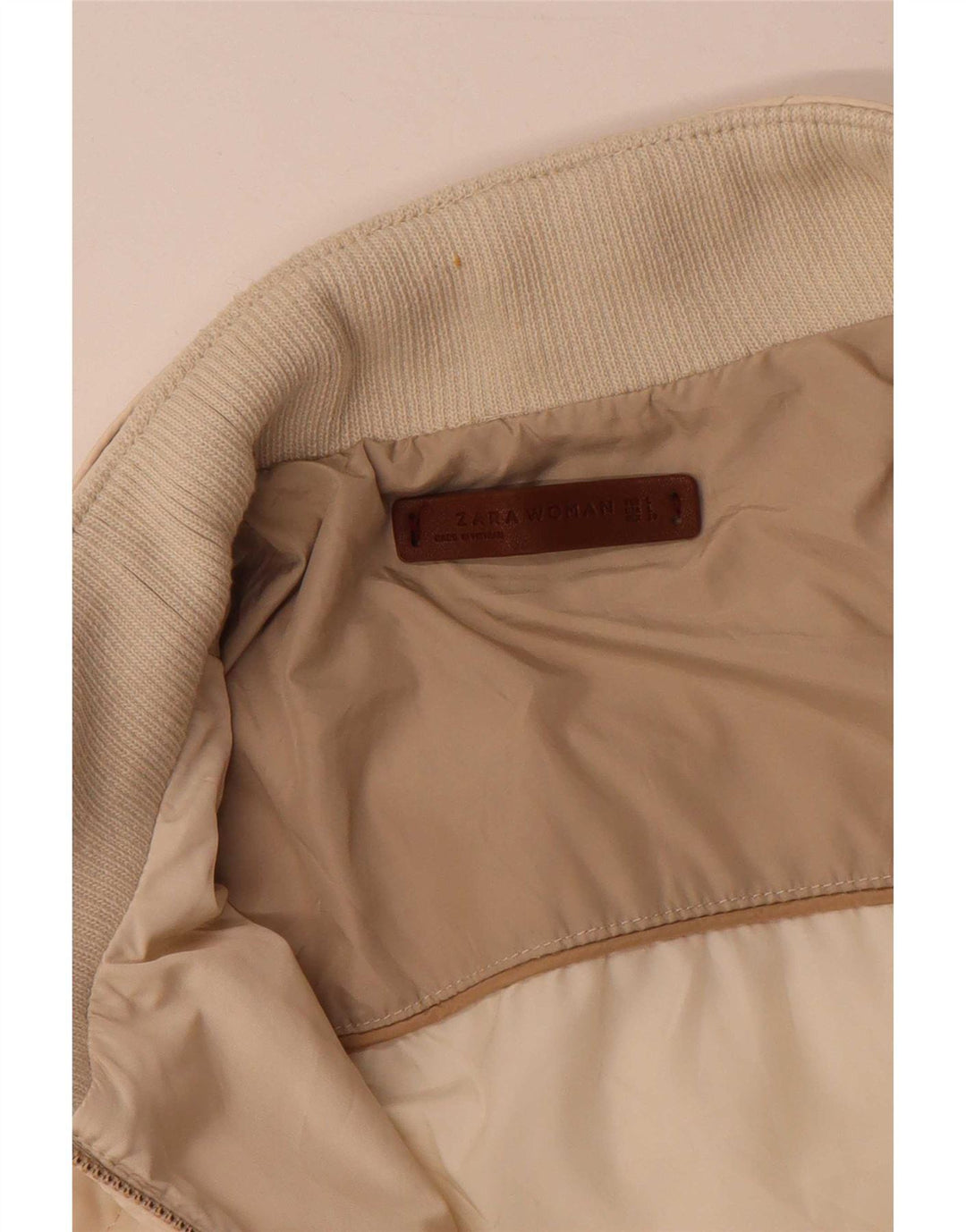 Zara Veste matelassée pour femme UK 16 Large Beige Polyester