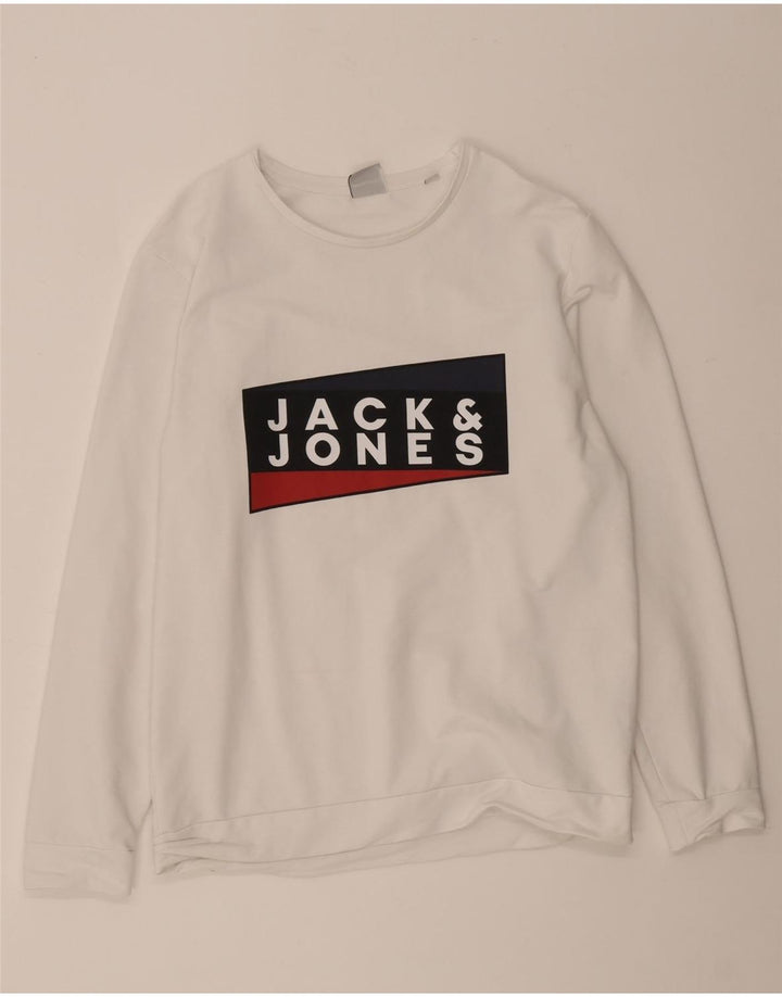 Jack & Jones Sweat-shirt graphique pour hommes, grand coton blanc