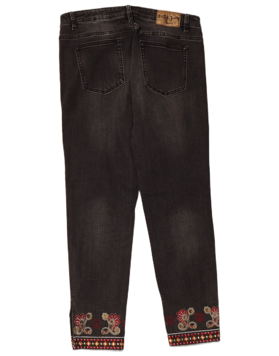 Desigual Jean droit femme W32 L28 gris fleuri