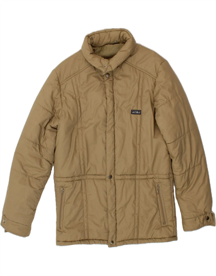 VINTAGE Mens Padded Jacket EU 48 Medium Beige Polyester Vintage Vintage and Second-Hand Vintage from Messina Hembry 
