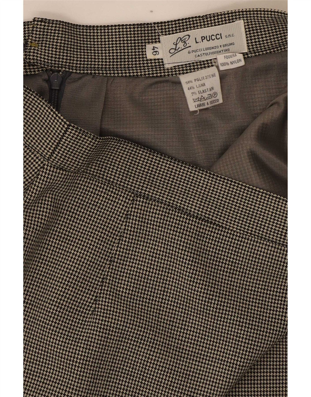 L.Pucci Jupe Crayon Femme IT 46 Large W30 Noir Pied-de-Poule Polyester