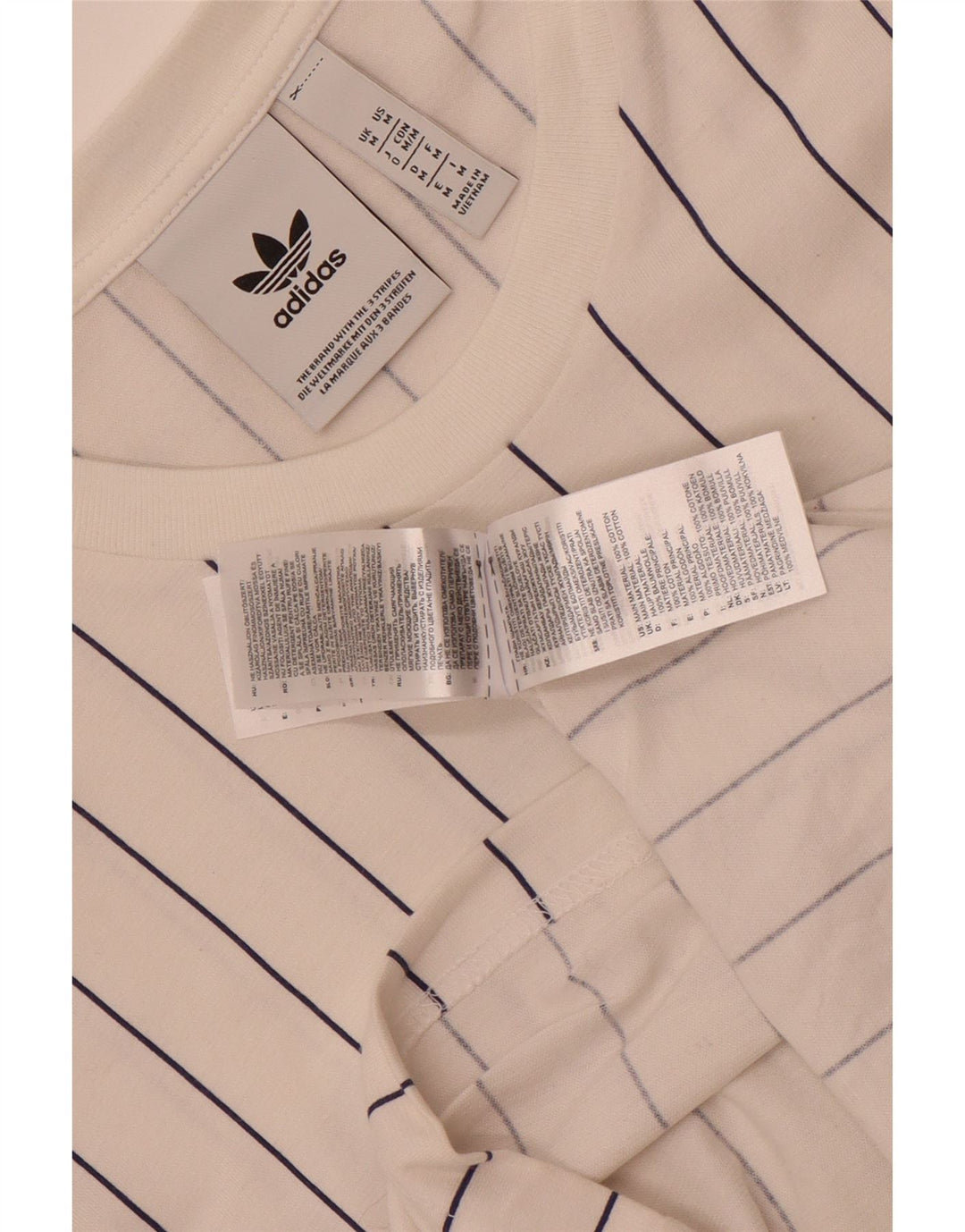 Adidas T-shirt graphique pour homme en coton rayé blanc moyen